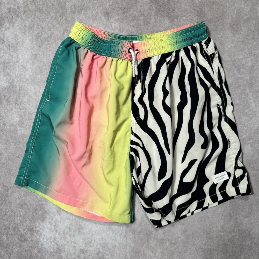 Duvin Swim Trunks 2XL‎ Zebra Print Multicolor Striped Board Shorts Lined